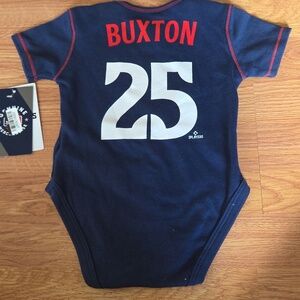 MLB Minnesota Twins NWT Buxton Jersery 12M 100% Cotton Navy Red